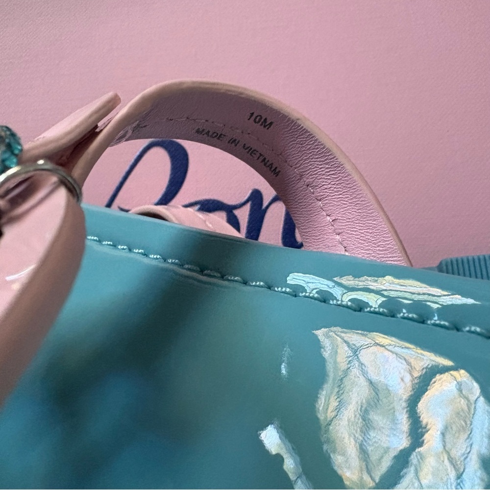 Tory Burch x BonBon Miller Patent Leather Pink and Blue Sandals Cotton Candy 10 - Picture 11 of 14